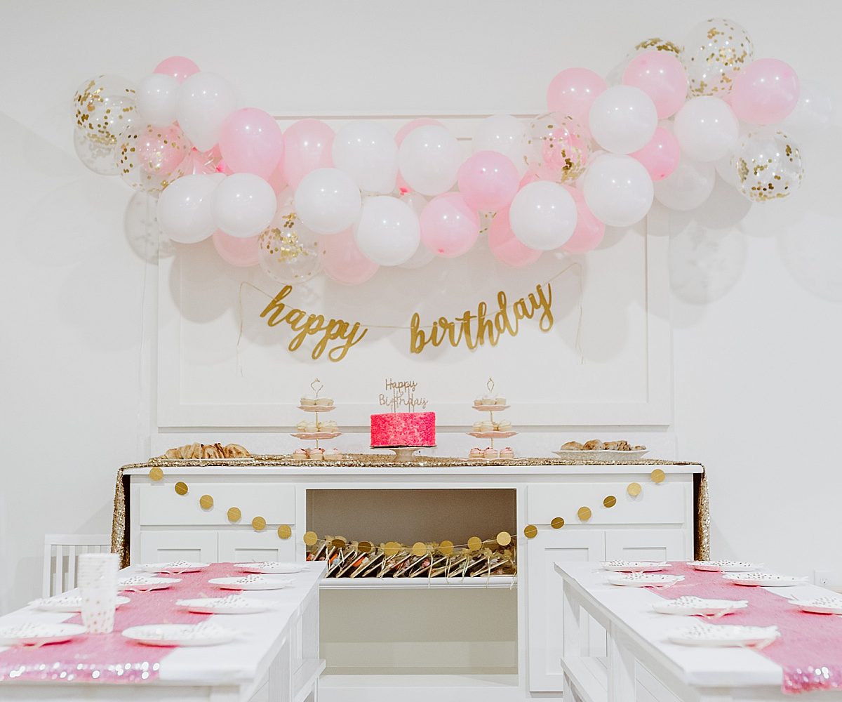 pink and gold birthday party decor