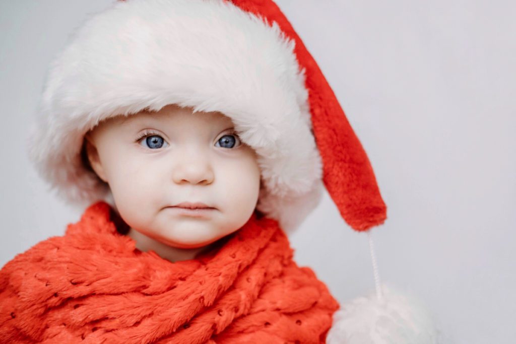 baby girl in santa hat